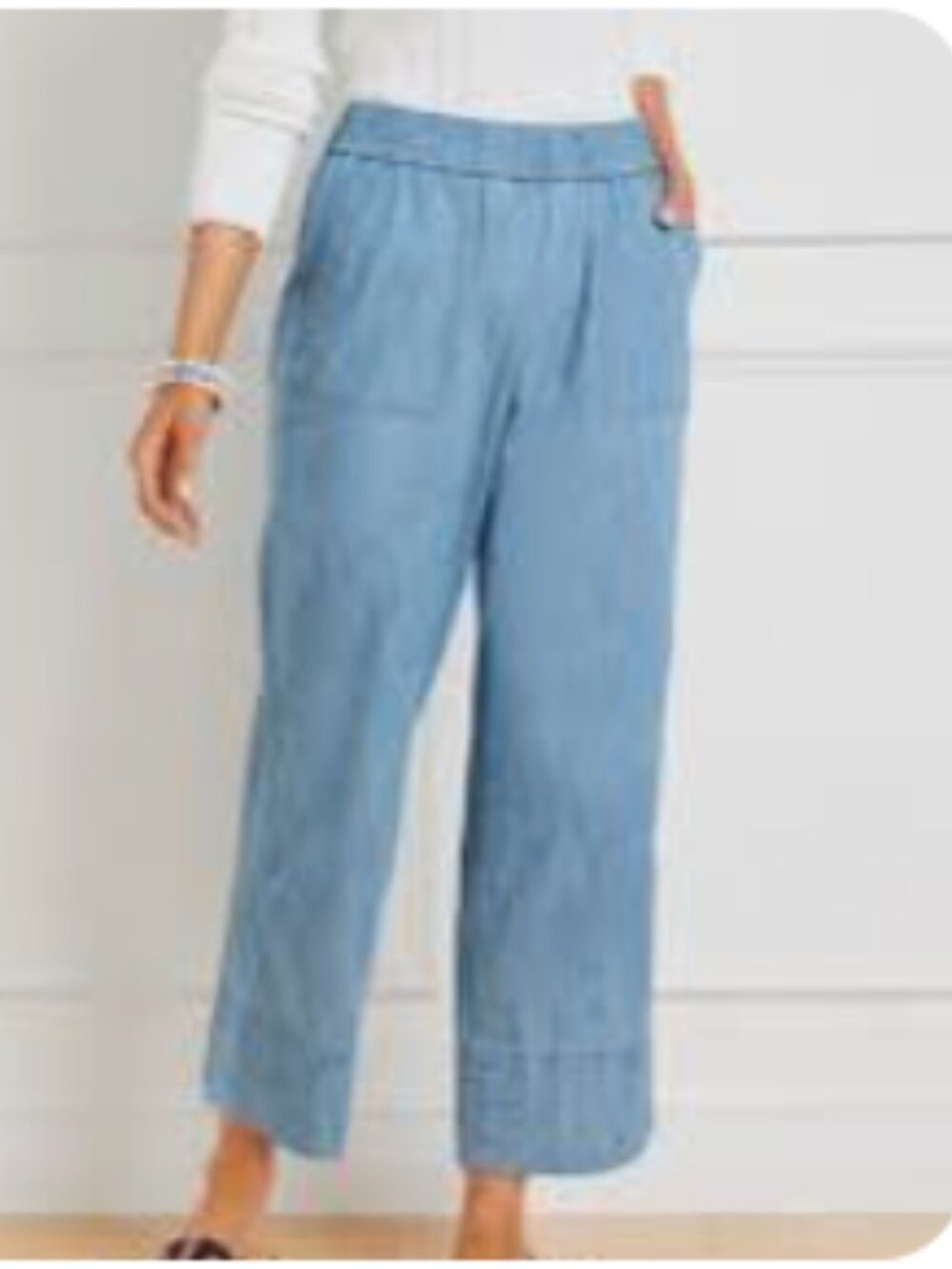 Talbots Pull-On Wide Leg Crops - Chambray Size Medium
